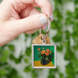 Flowers Roses in Vase Key Ring