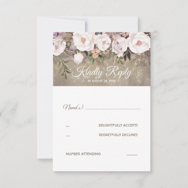 Flowers Rustic Wedding RSVP (Front)