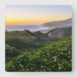 Flowers   Santa Cruz California Square Wall Clock