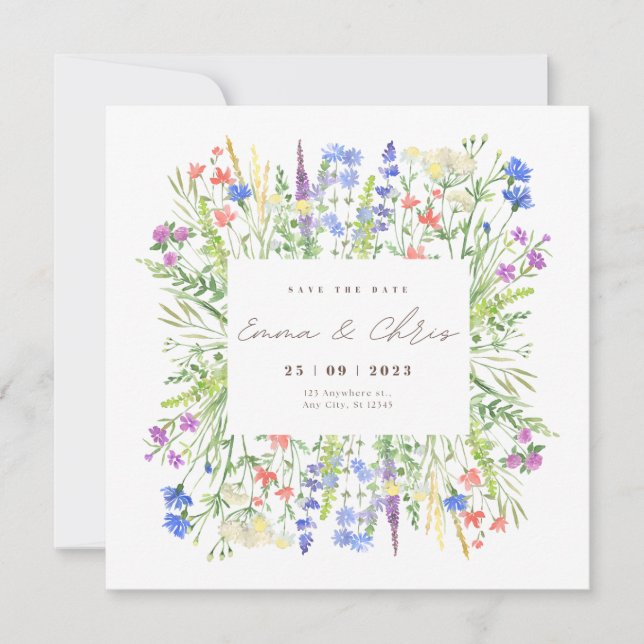 Flowers Save The Date Wedding Invitation (Front)