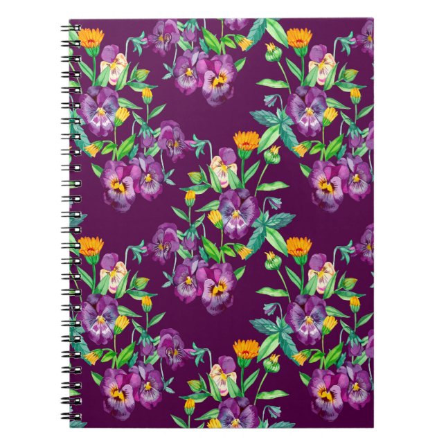 Flowers seamless pattern background. Abstract coll Notebook (Front)