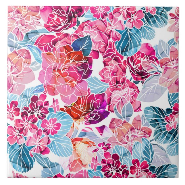 flowers seamless pattern ceramic tile (Front)