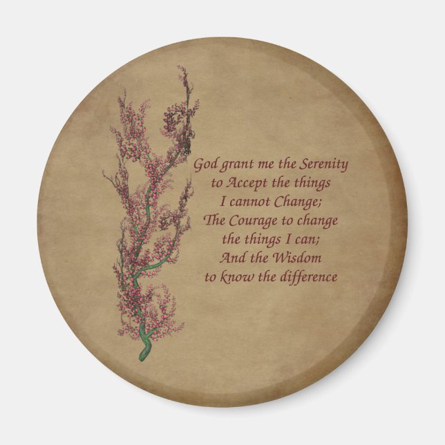 Flowers Serenity Prayer Inspirational Magnet (Front)