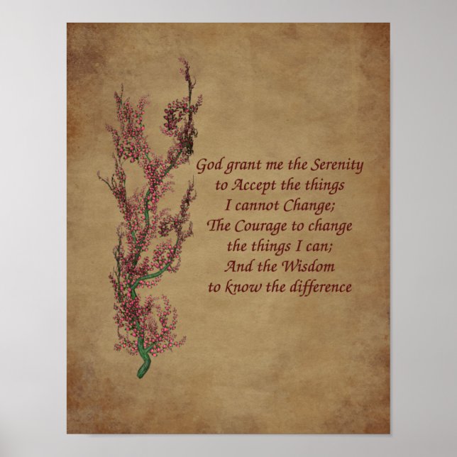 Flowers Serenity Prayer Inspirational Poster (Front)