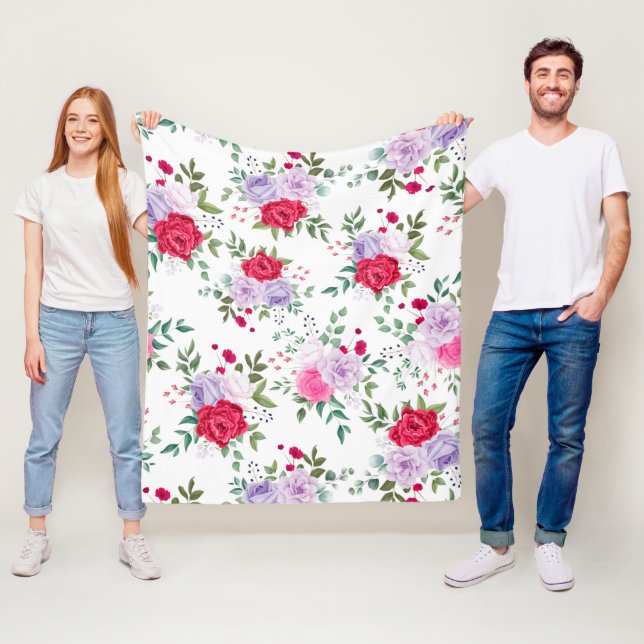 flowers - Simple various colours Fleece Blanket (In Situ)