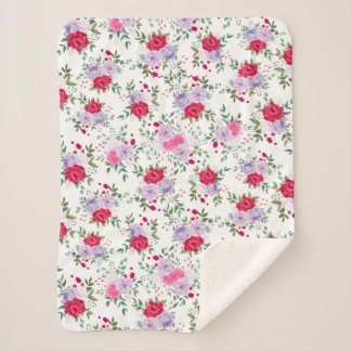 flowers - Simple various colours Sherpa Blanket