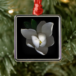 Flowers   Single White Magnolia Blossom Metal Tree Decoration