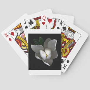 Flowers Single White Magnolia Blossom Playing Cards
