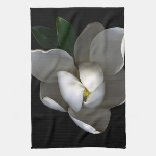 Flowers   Single White Magnolia Blossom Tea Towel