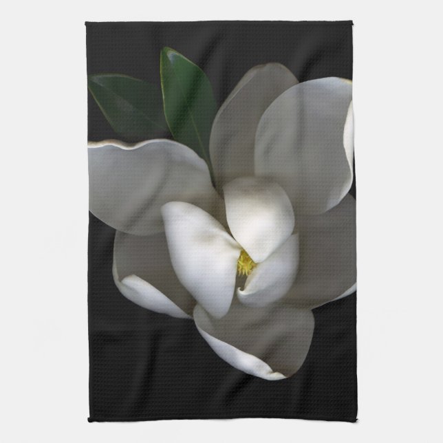 Flowers | Single White Magnolia Blossom Tea Towel (Vertical)
