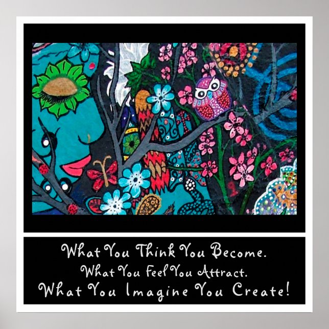 Flowers Spiritual Symbols Colourful Zen Meditation Poster (Front)