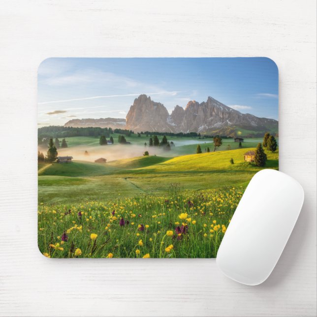 Flowers | Spring Alpe di Siusi Langkofel Mouse Mat (With Mouse)