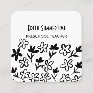 Flowers square business card