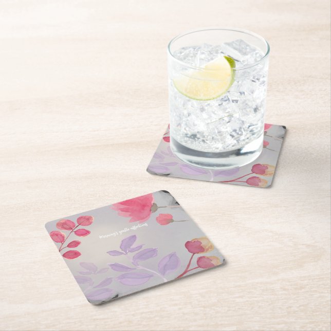 Flowers Square Paper Coaster (Insitu)