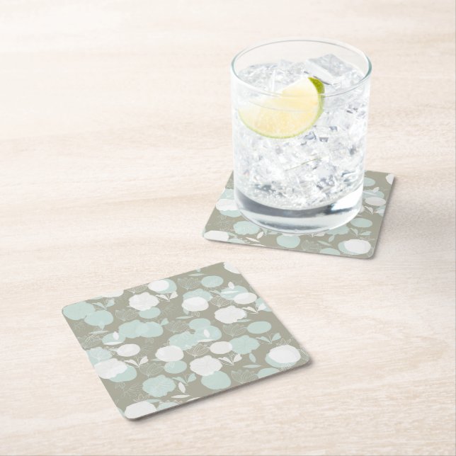 Flowers Square Paper Coaster (Insitu)