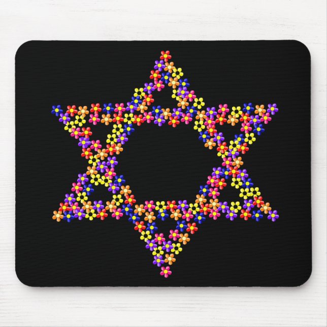 Flowers Star of David Mouse Mat (Front)