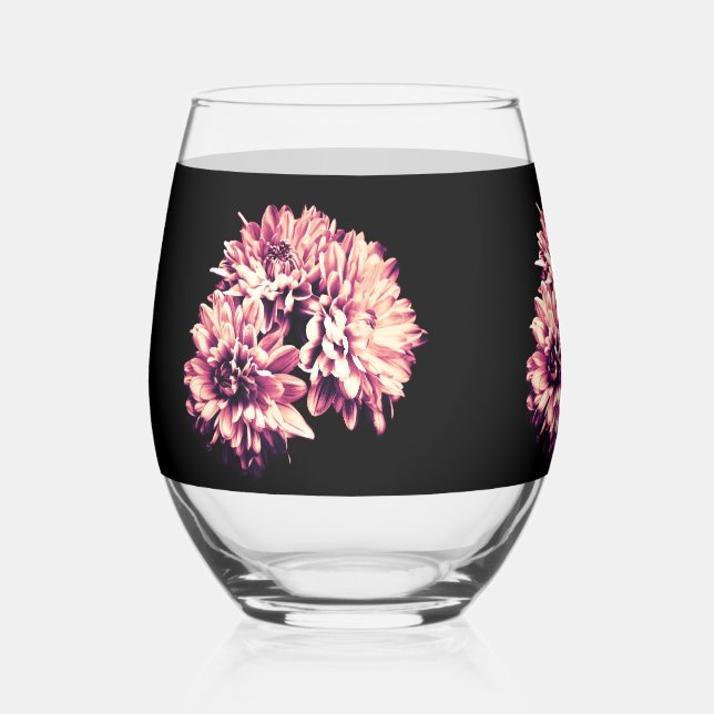 Flowers Stemless Wine Glass (Front)