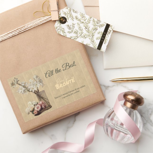 Flowers Stillife Signature Author BookPlate  Rectangular Sticker (Gifting)