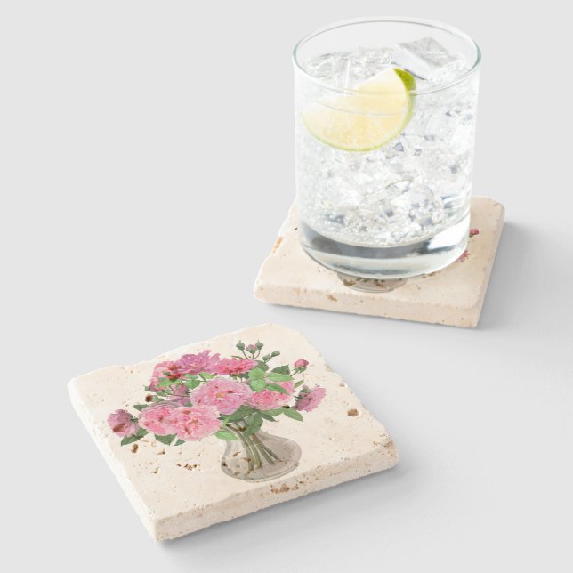 Flowers Stone Coaster (Side)