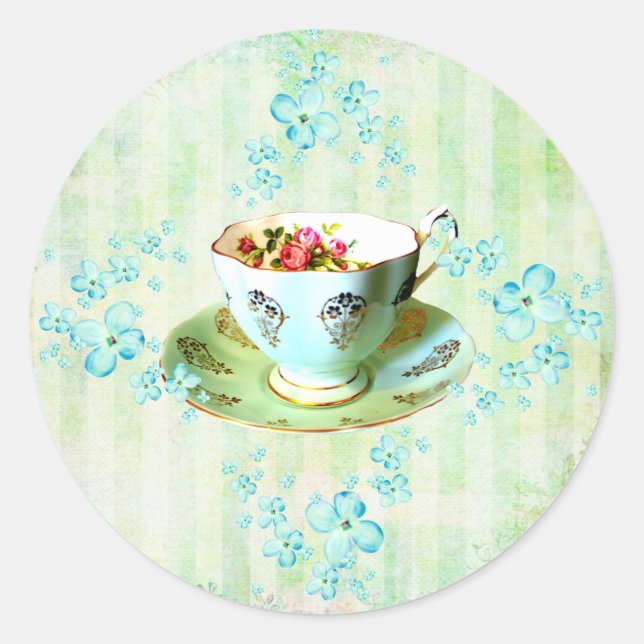 Flowers/Stripes stickes Classic Round Sticker (Front)