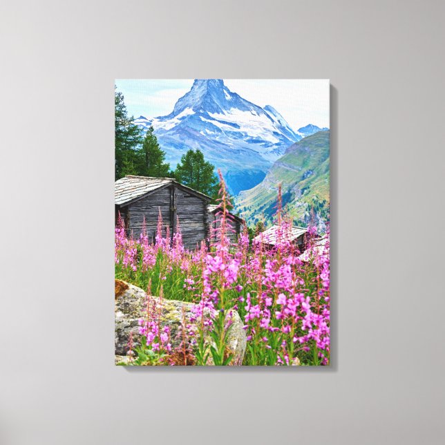 Flowers | Summer Matterhorn Switzerland Canvas Print (Front)