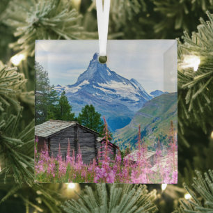 Flowers   Summer Matterhorn Switzerland Glass Tree Decoration