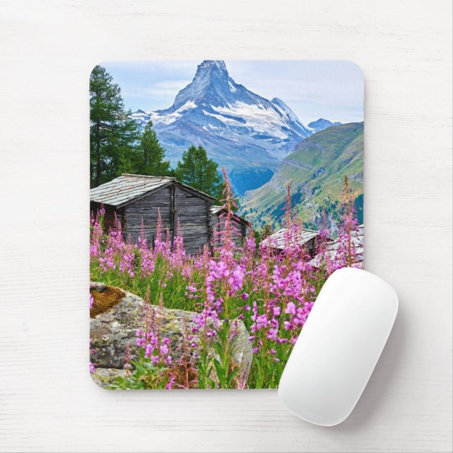 Flowers | Summer Matterhorn Switzerland Mouse Mat (With Mouse)