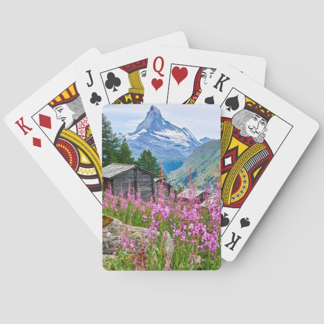 Flowers | Summer Matterhorn Switzerland Playing Cards (Back)