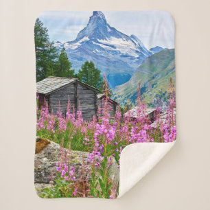 Flowers   Summer Matterhorn Switzerland Sherpa Blanket