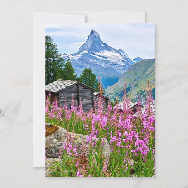 Flowers | Summer Matterhorn Switzerland Thank You Card (Front)