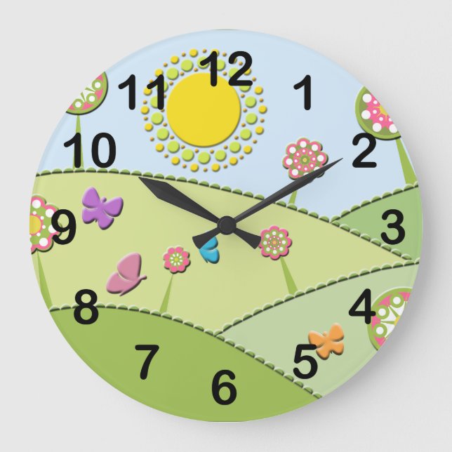 Flowers, Sun and Butterflies Clock (Front)