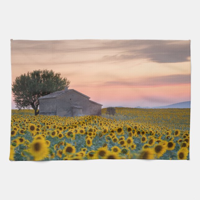 Flowers | Sunflower Field Provence, France Tea Towel (Horizontal)