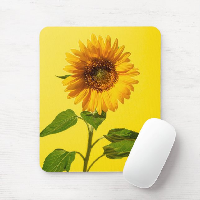 Flowers | Sunflower on Yellow Mouse Mat (With Mouse)
