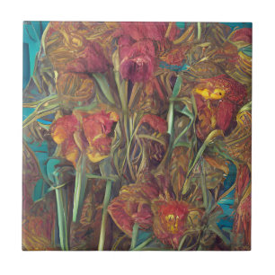 Flowers surreal pink green digital art  tile