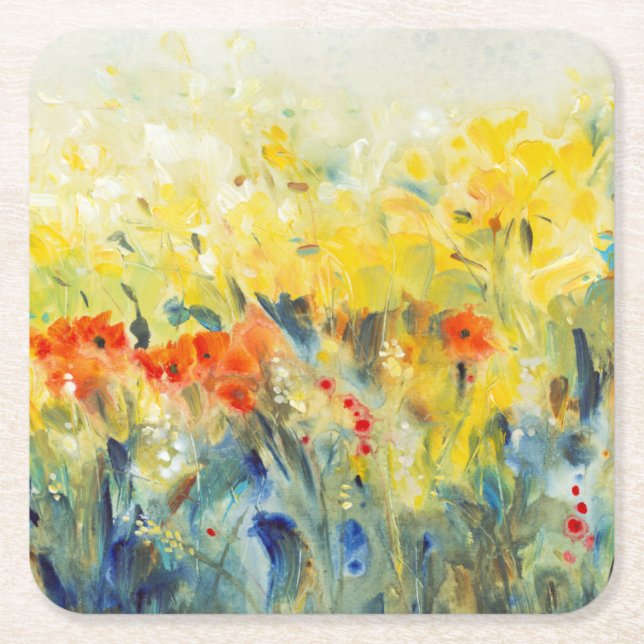 Flowers Sway II Square Paper Coaster (Front)