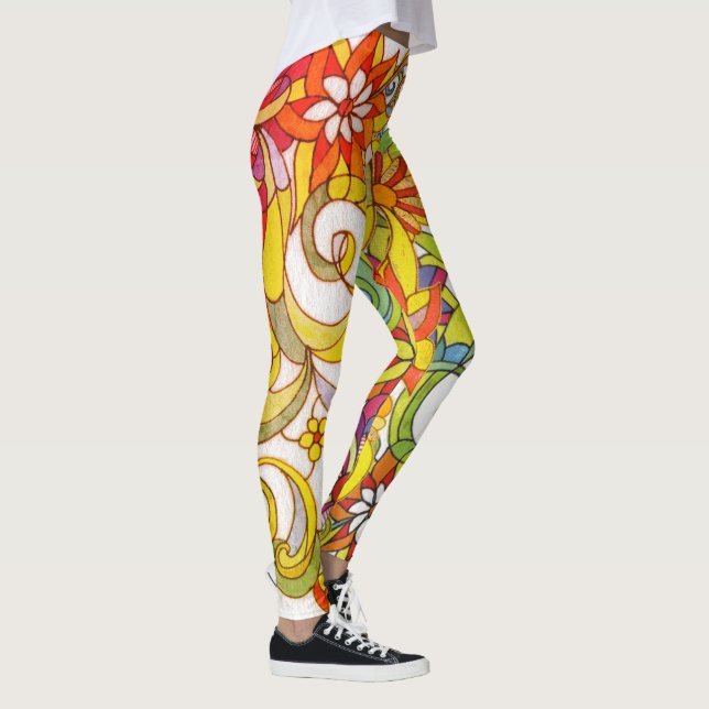 Flowers & Swirls Leggings by Leslie Clair Bures (Right)