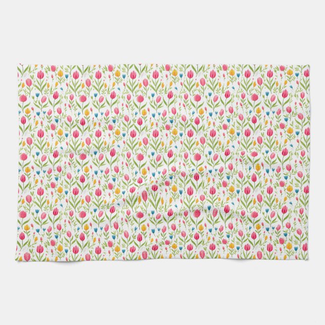 Flowers Teach Us Patience Tea Towel (Horizontal)