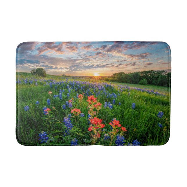 Flowers | Texas Bluebonnets & Indian Paintbrush Bath Mat (Front)