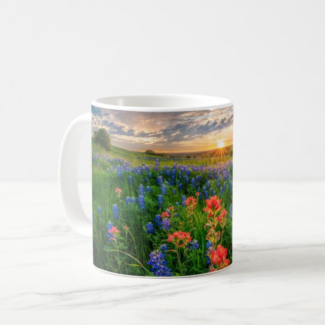 Flowers | Texas Bluebonnets & Indian Paintbrush Coffee Mug (Front Left)
