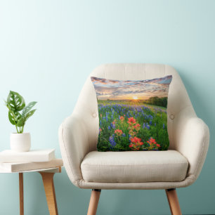 Flowers   Texas Bluebonnets & Indian Paintbrush Cushion