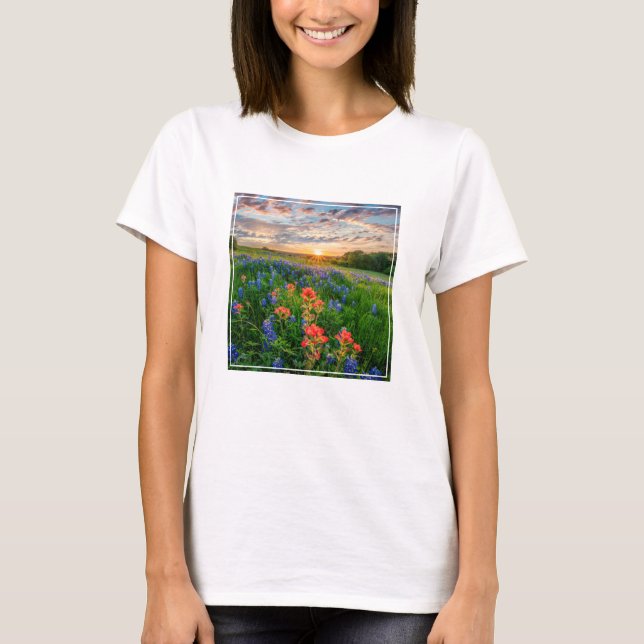 Flowers | Texas Bluebonnets & Indian Paintbrush T-Shirt (Front)