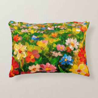 Flowers texture oil painting, Art Painted wildflow Decorative Cushion
