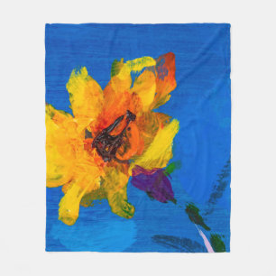 Flowers texture oil painting, Art Painted wildflow Fleece Blanket
