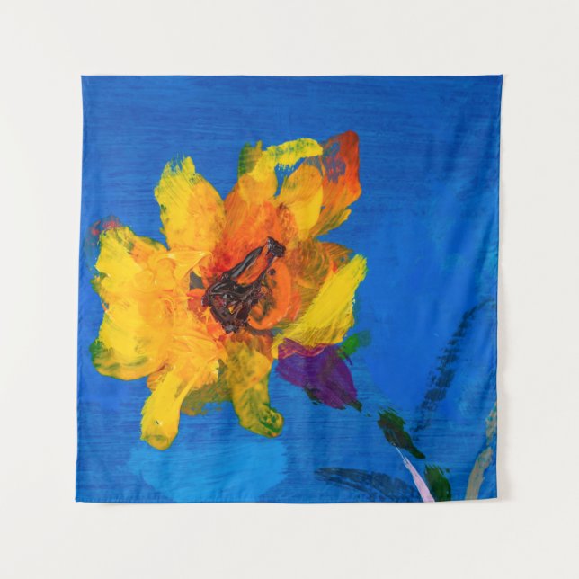 Flowers texture oil painting, Art Painted wildflow Tapestry (Front)