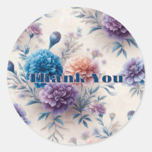 Flowers Thank You Classic Round Sticker