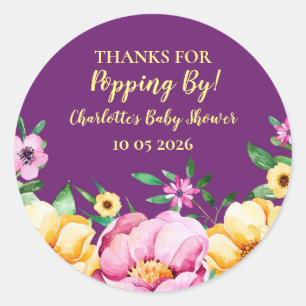 Flowers Thanks for Popping By Baby Shower Tag