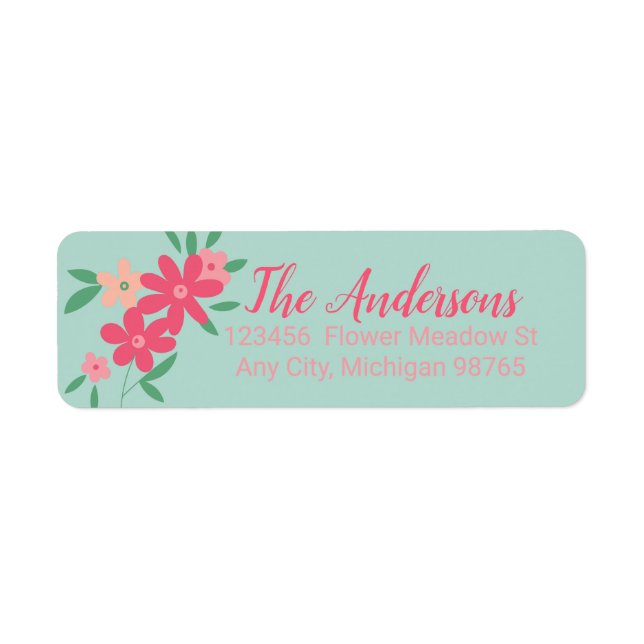Flowers Tiny Teal Shades Pink Flower Motif (Front)