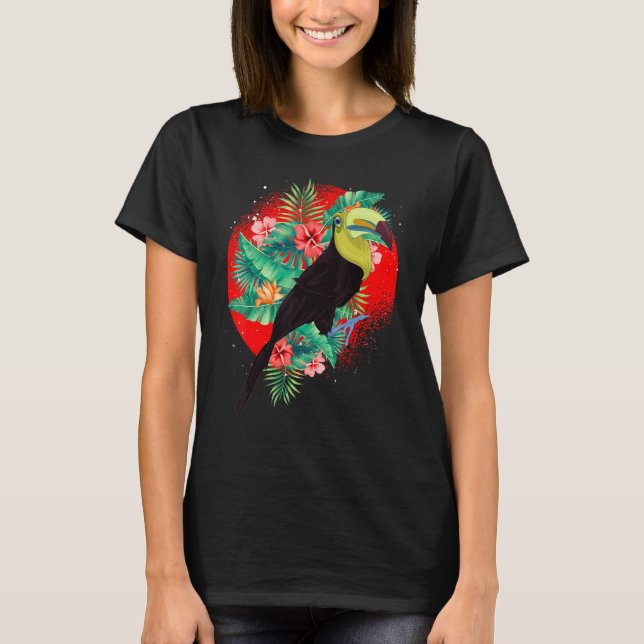 Flowers Tropical Animal  Rainforest Bird Floral To T-Shirt (Front)