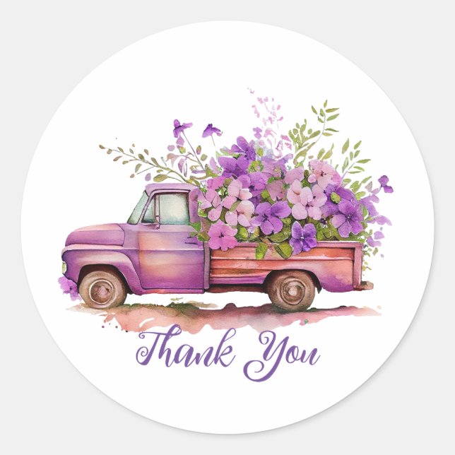 Flowers Truck Thank You Stickers (Front)