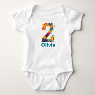 Flowers Two Girl 2nd Birthday Party-Personalizable Baby Bodysuit